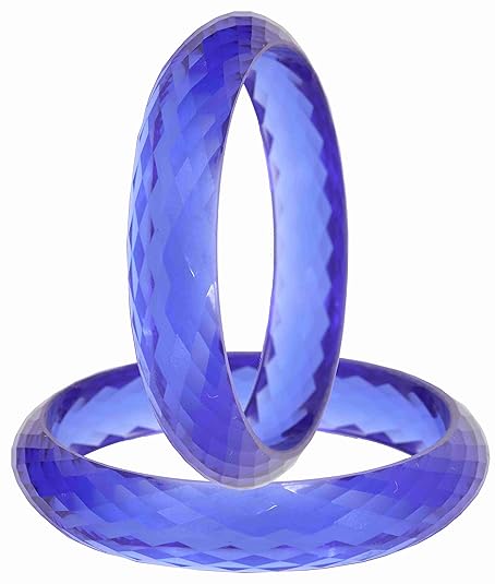 Blue Acrylic Kada Set | Diamond-Cut Glossy Finish Bangles for Women & Girls | Pack of 2