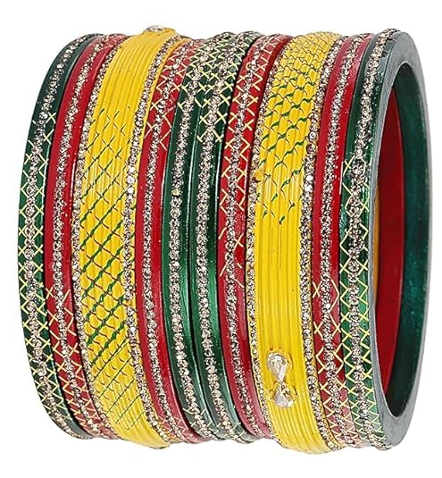 Peacock Palette: Designer  Kada Set (10-PC) with Multi-Color Enamel Work