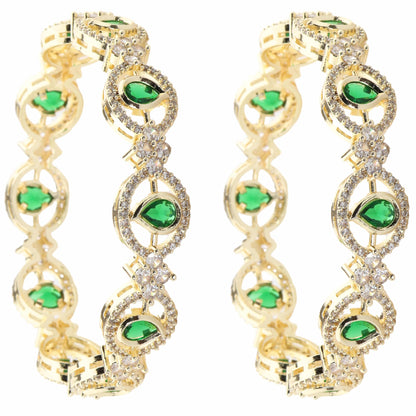 American Diamond Green Stone Bracelet Set of 2