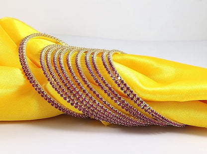 Magenta Zircon Bangles for Women | Elegant Daily Wear & Party Jewelry Set-12