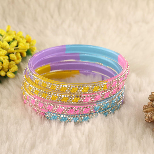 Multi Premium Stone Studded Kada Set - Set of 4
