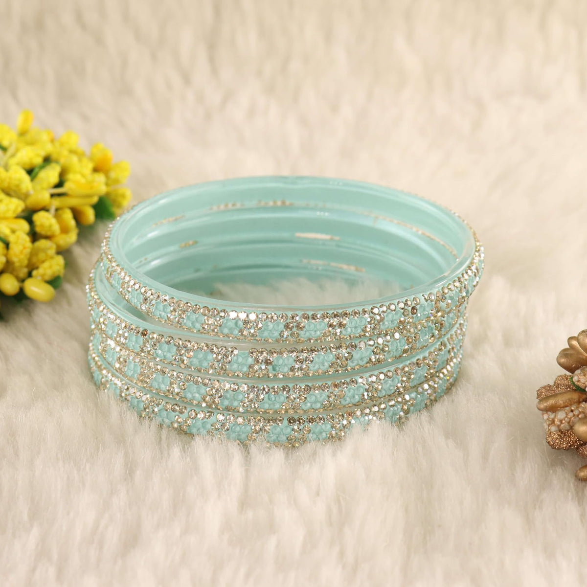 Sentro Premium Stone Studded Kada Set - Set of 4