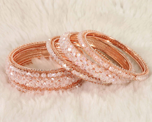 Elegant RoseGold Metal Kada Bangle Set – Set of 6 Stylish Bangles