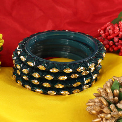Morpankhi Sparkling stone detailing, and elegant golden Kada - Set Of 4