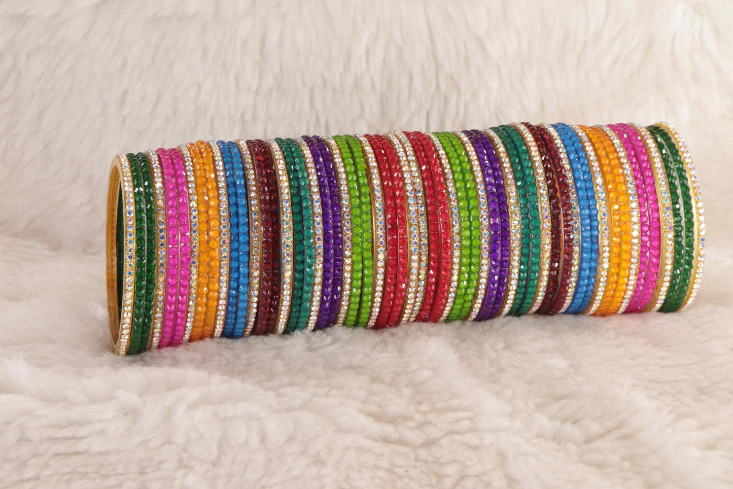Luxury Multi-Color Crystal Kada Set | Festive Sparkle Series-Set of 56
