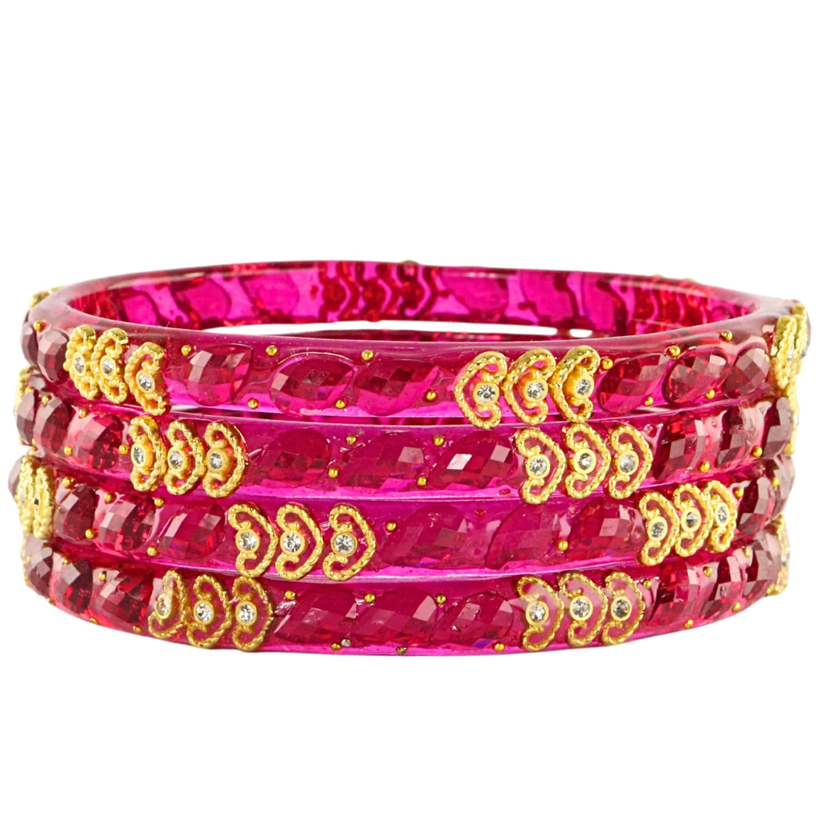 Wine Traditional Party Wear Bangle Set - Set of 4 Bangles