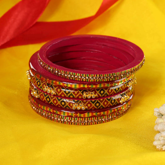 Rani Gold-Tone Embellished Traditional Bangles - Set of 12