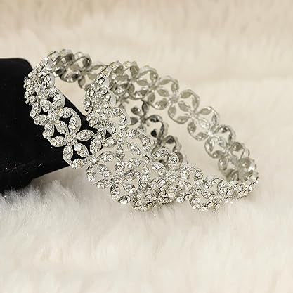 Gold Plated Bangles Set For Girls and Women Studded American Diamond Stone | Kangan Set