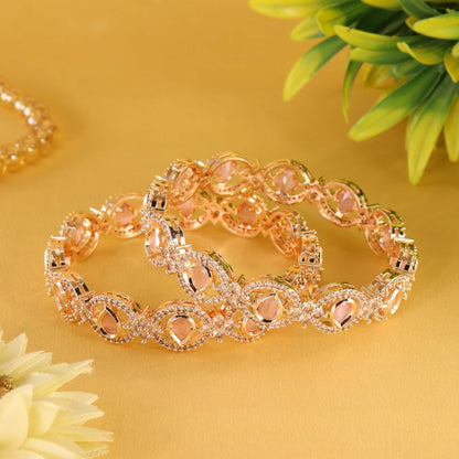 Drop Shaped AD Cubic Zirconia Kangan Set of 2