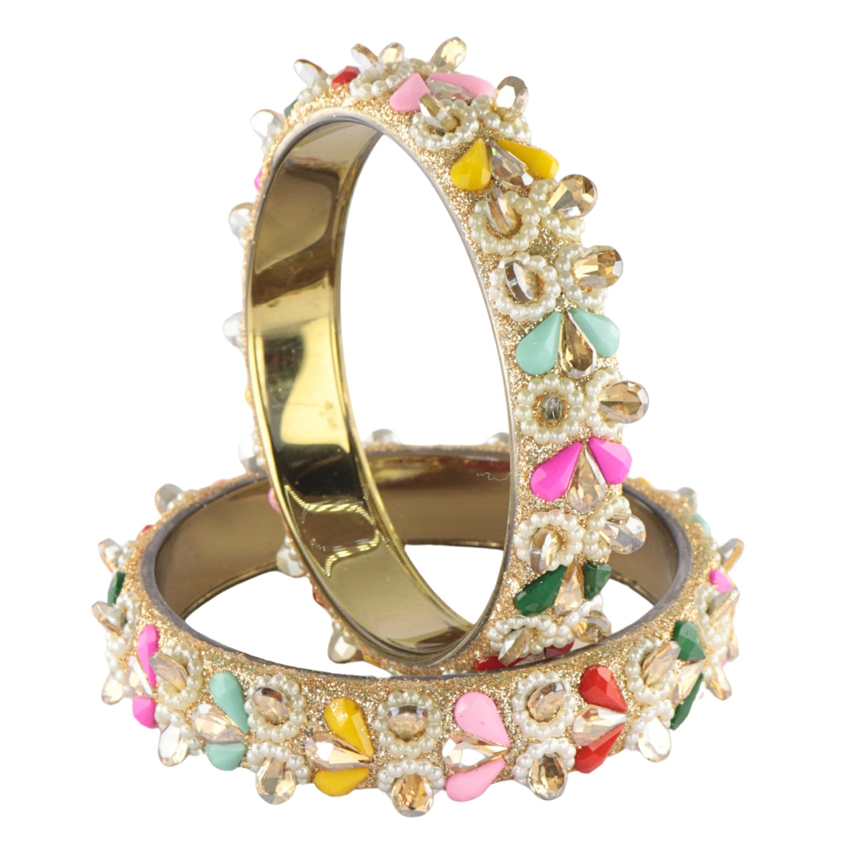 GoldMulti Kundan Pearl Kada Set - Set of 2