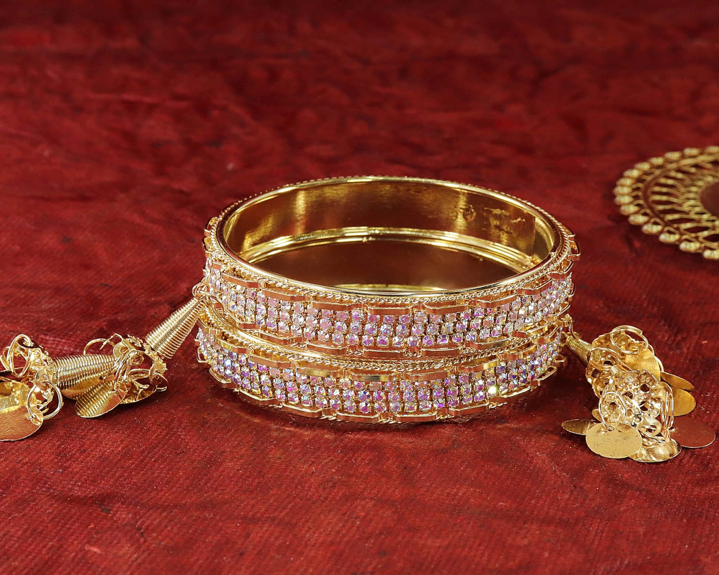 Festive Charm Gold Latkan Bangle Set