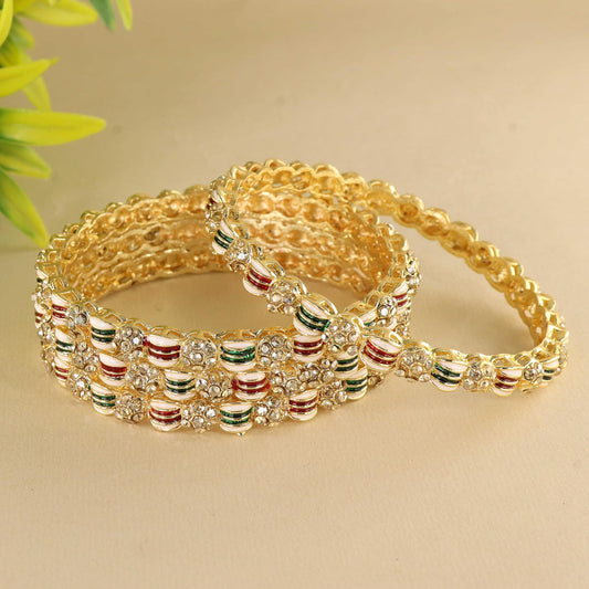 Traditional Rajwadi Girl's Bangles Kangan | Fancy Women's Fashion Jewellery | Perfect for Wedding, Party, Festive- Set of 4