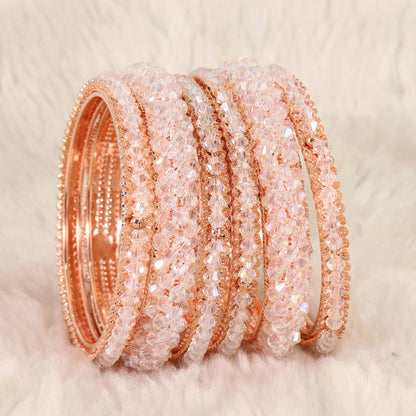 Elegant Cream  Metal Kada Bangle Set – Set of 6 Stylish Bangles