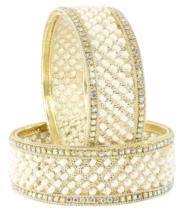 Regal Pearl & Gold Bridal Bangles – Timeless Elegance