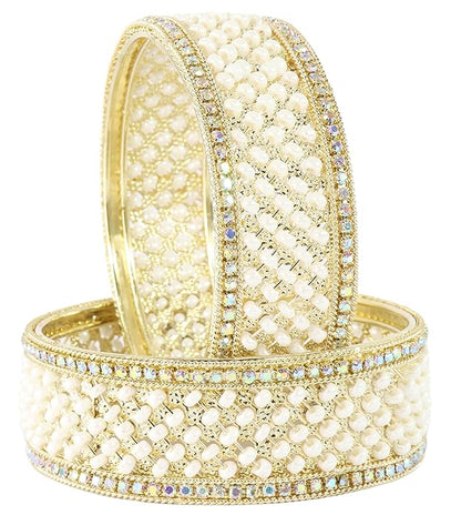 Regal Pearl & Gold Bridal Bangles – Timeless Elegance