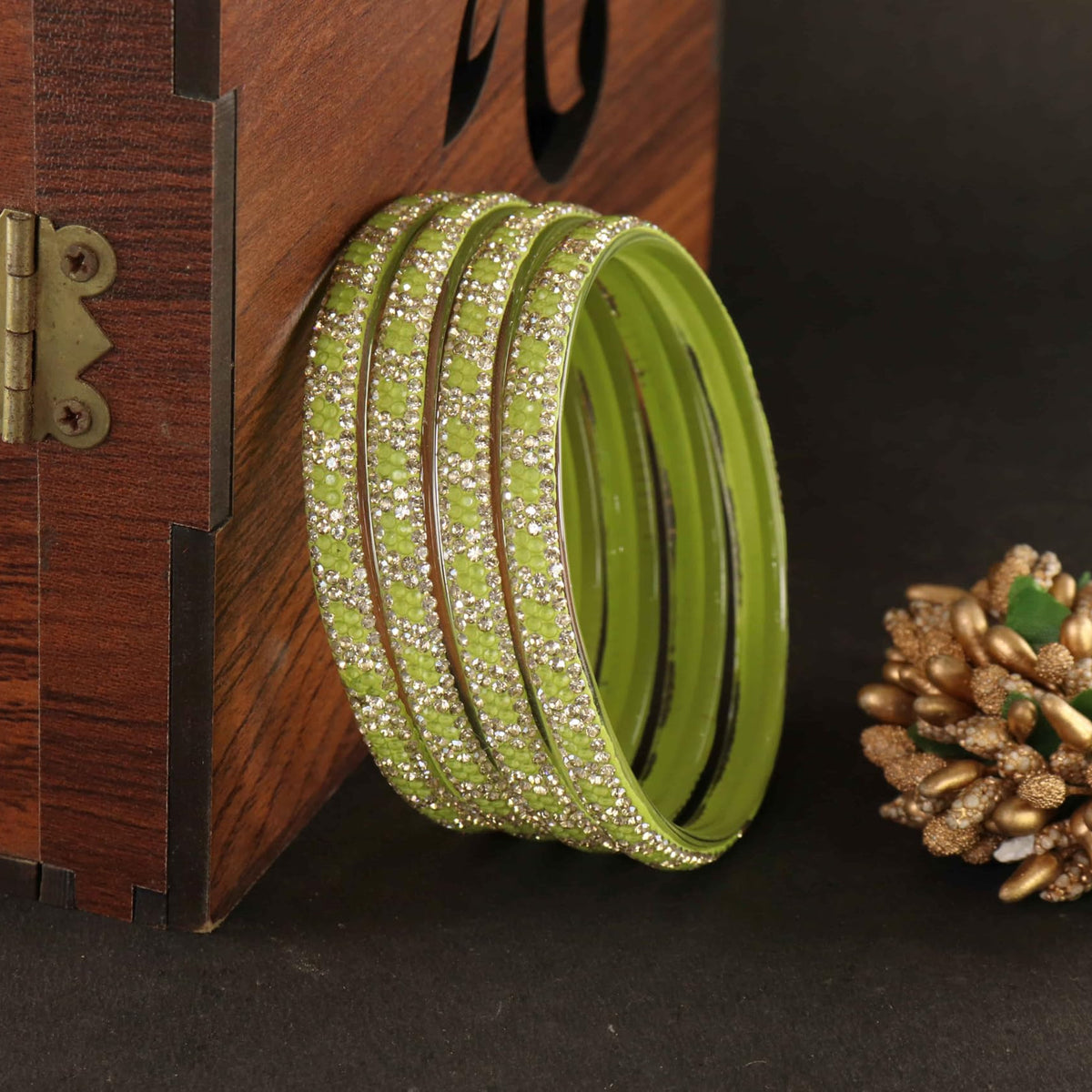 Pista Premium Stone Studded Kada Set - Set of 4