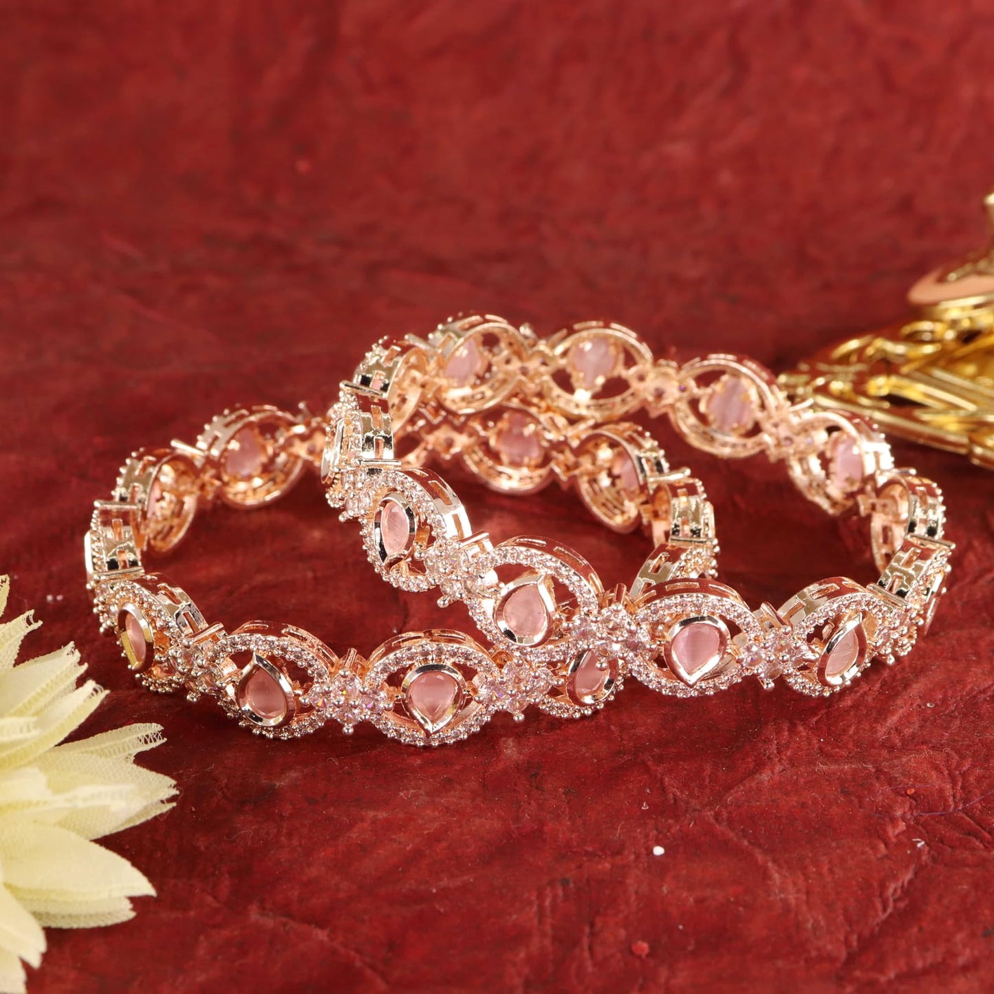 Drop Shaped AD Cubic Zirconia Kangan Set of 2