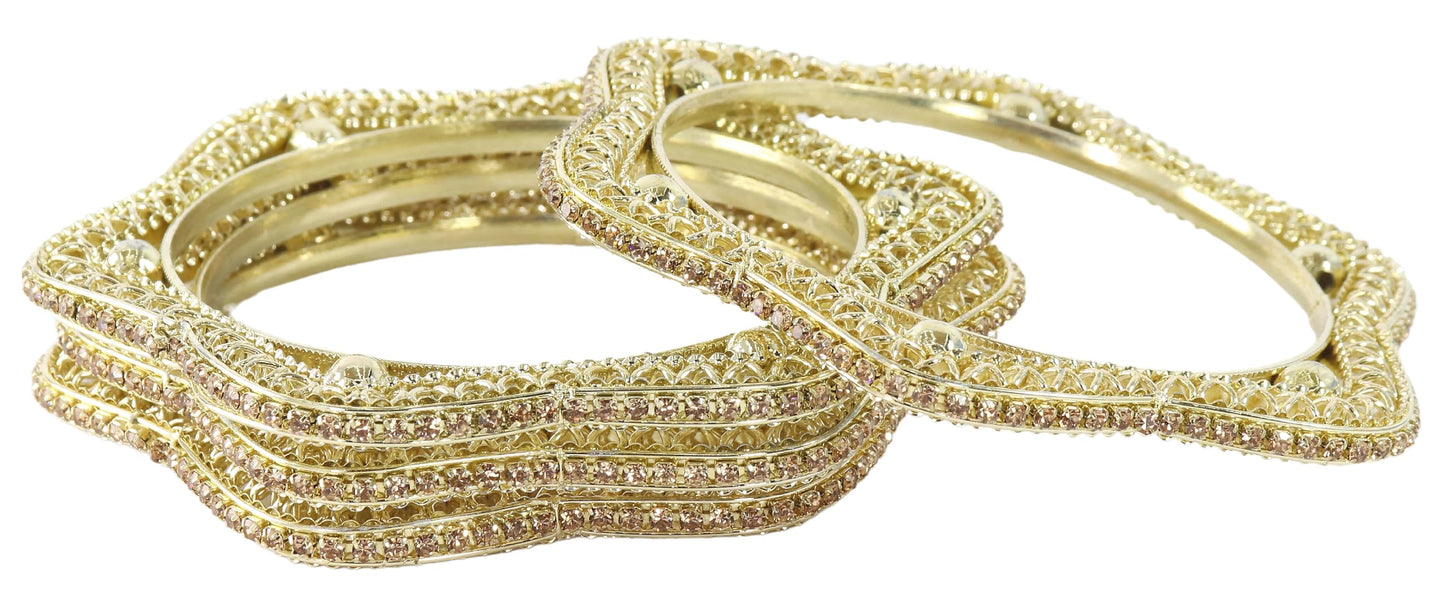 Premium Gold Star Kada Set – Designer Wavy Bangles with Star Detailing
