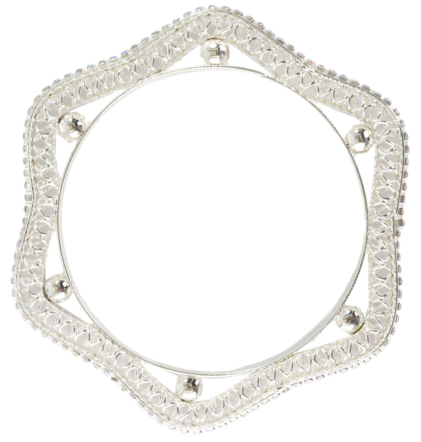 Elegant Silver Star Kada – Designer Wavy Bangle with Intricate Detailing & Glossy Finish