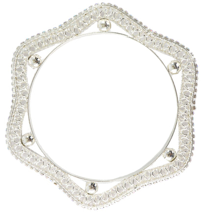 Elegant Silver Star Kada – Designer Wavy Bangle with Intricate Detailing & Glossy Finish