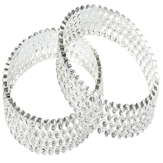 Zircon Net Silver Bangles – Elegant Crystal Studded Kada with Shimmering Finish
