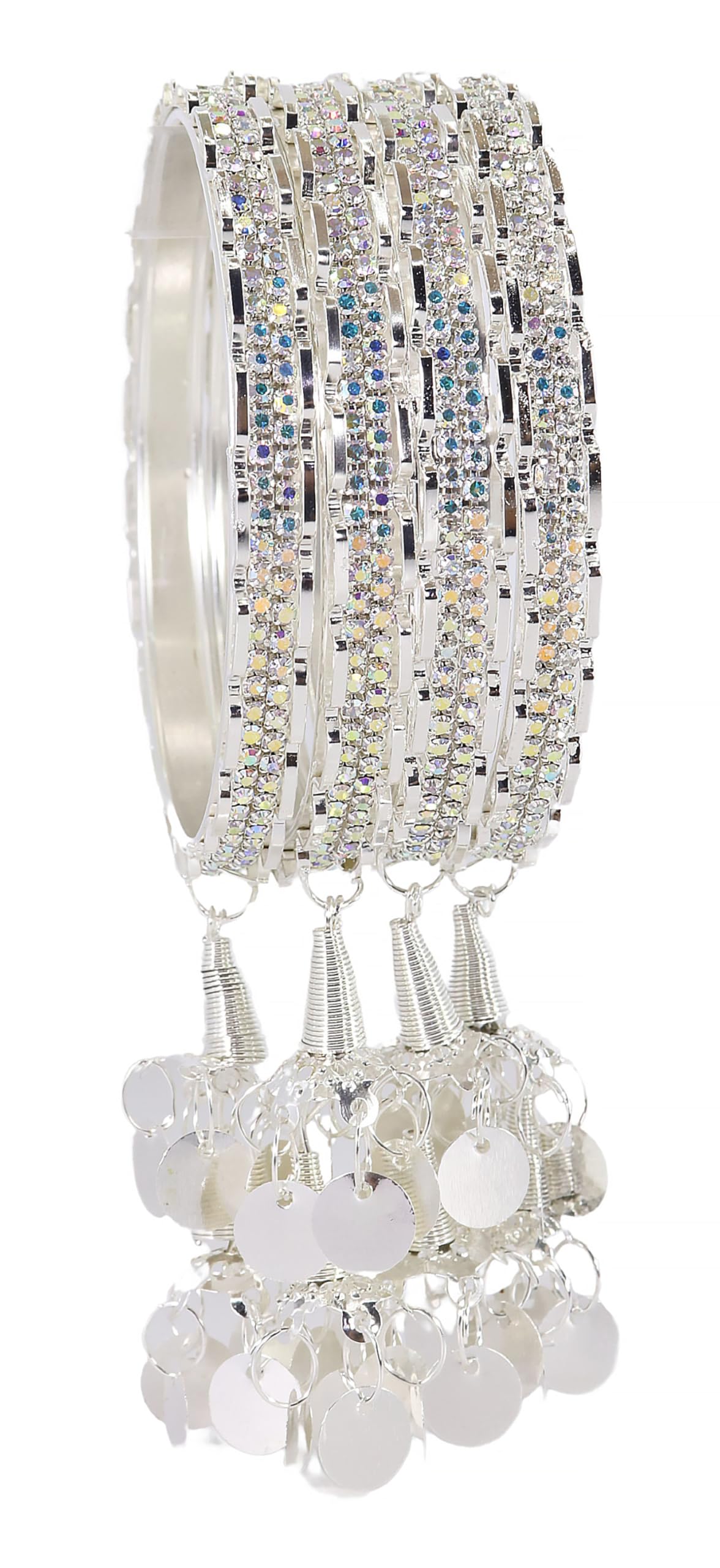 Luxury Silver Bangles with Stylish Latkan Danglers