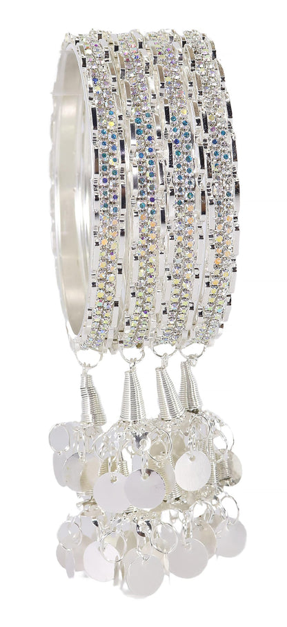 Luxury Silver Bangles with Stylish Latkan Danglers