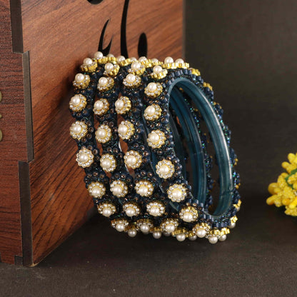 Peacock Gold-Tone Kundan & Pearl Stone Work - Set of 4