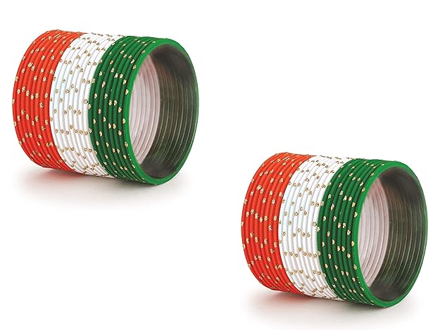 Patriotic Tiranga Metal Bangles for Festive & Ethnic Wear (Set of 48)