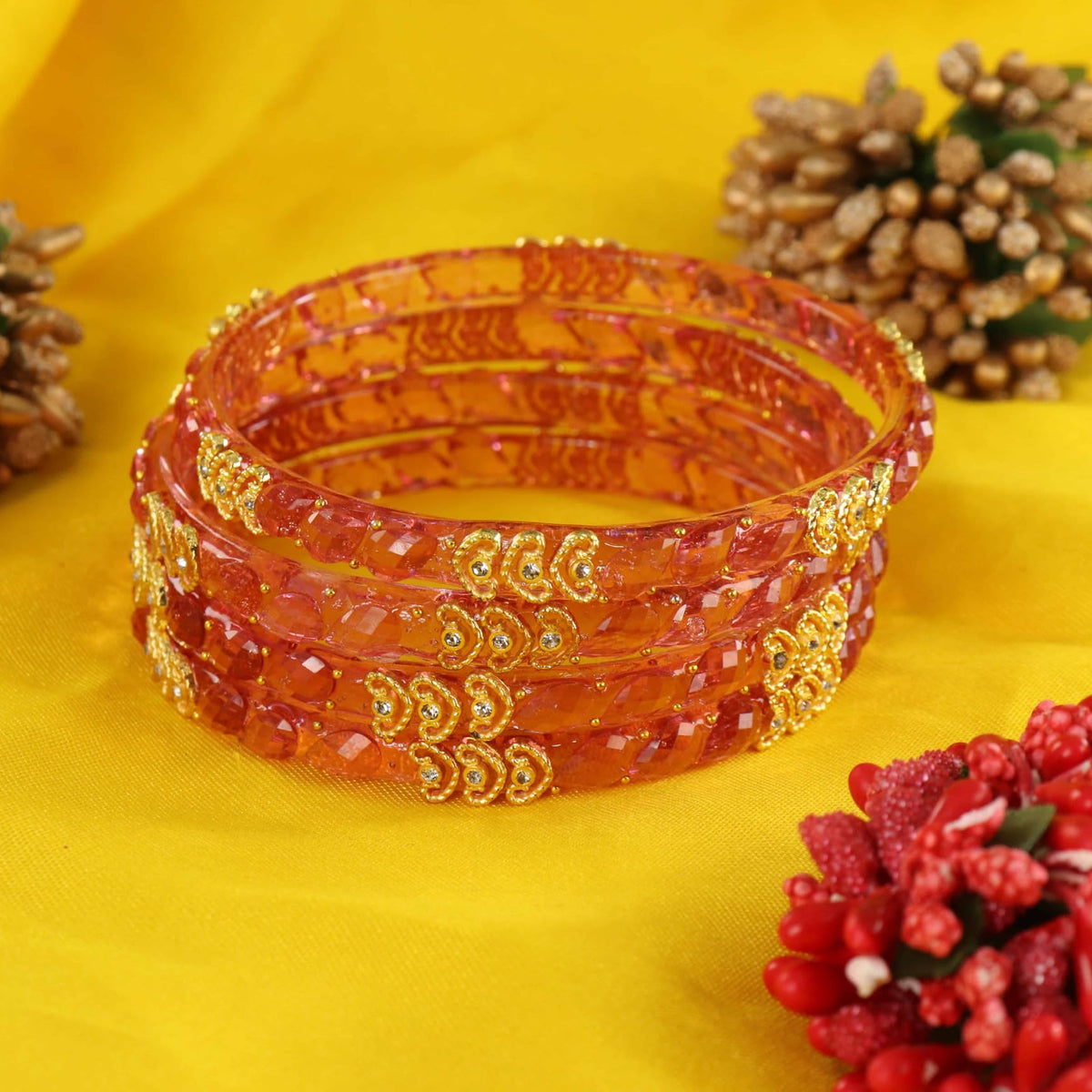 Pyazi Traditional Party Wear Banglr Set - Set of 4 Bangles