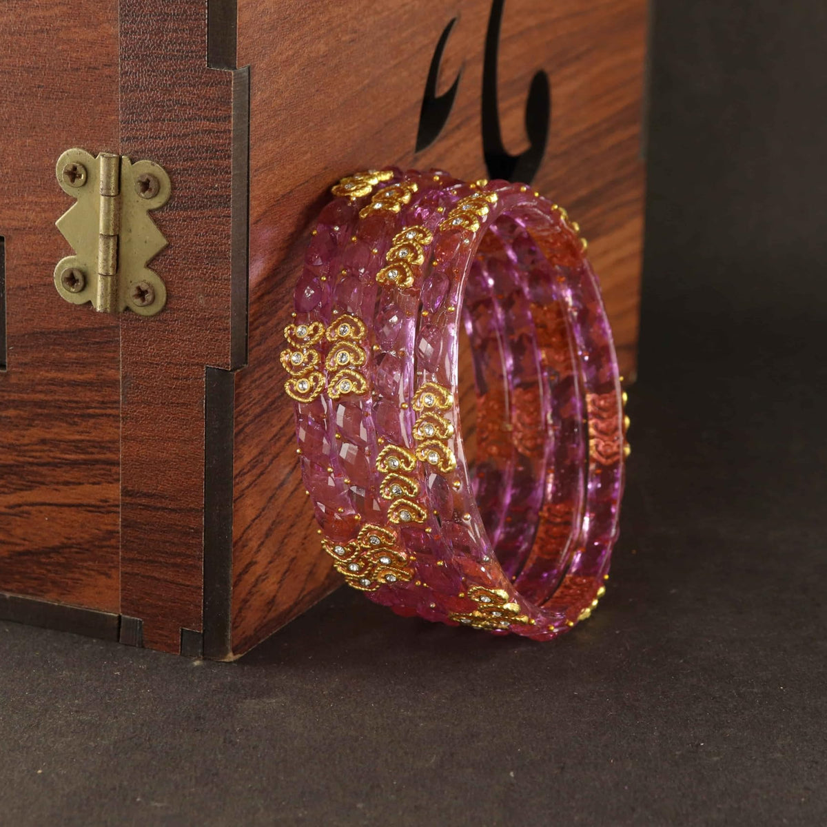 Lavender Traditional Party Wear Banglr Set - Set of 4 Bangles