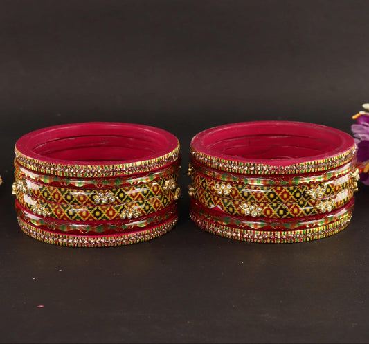gajri Gold-Tone Embellished Traditional Bangles - Set of 12