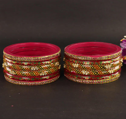 Rani Gold-Tone Embellished Traditional Bangles - Set of 12