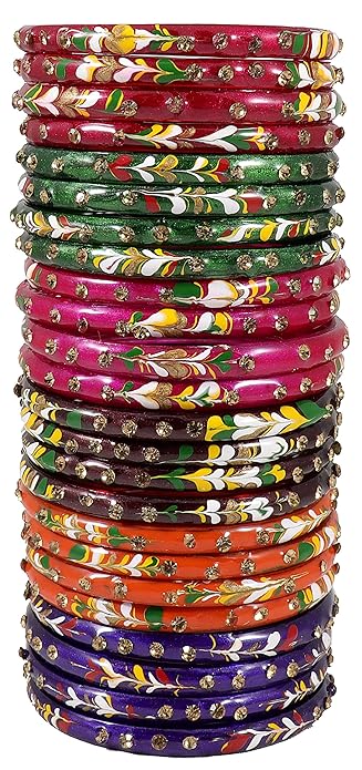Traditional Gujarati Hand-Painted Bangles-( Multi Color )