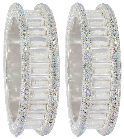 American Diamond Stone Metal Kada Bangles (Set of 2)