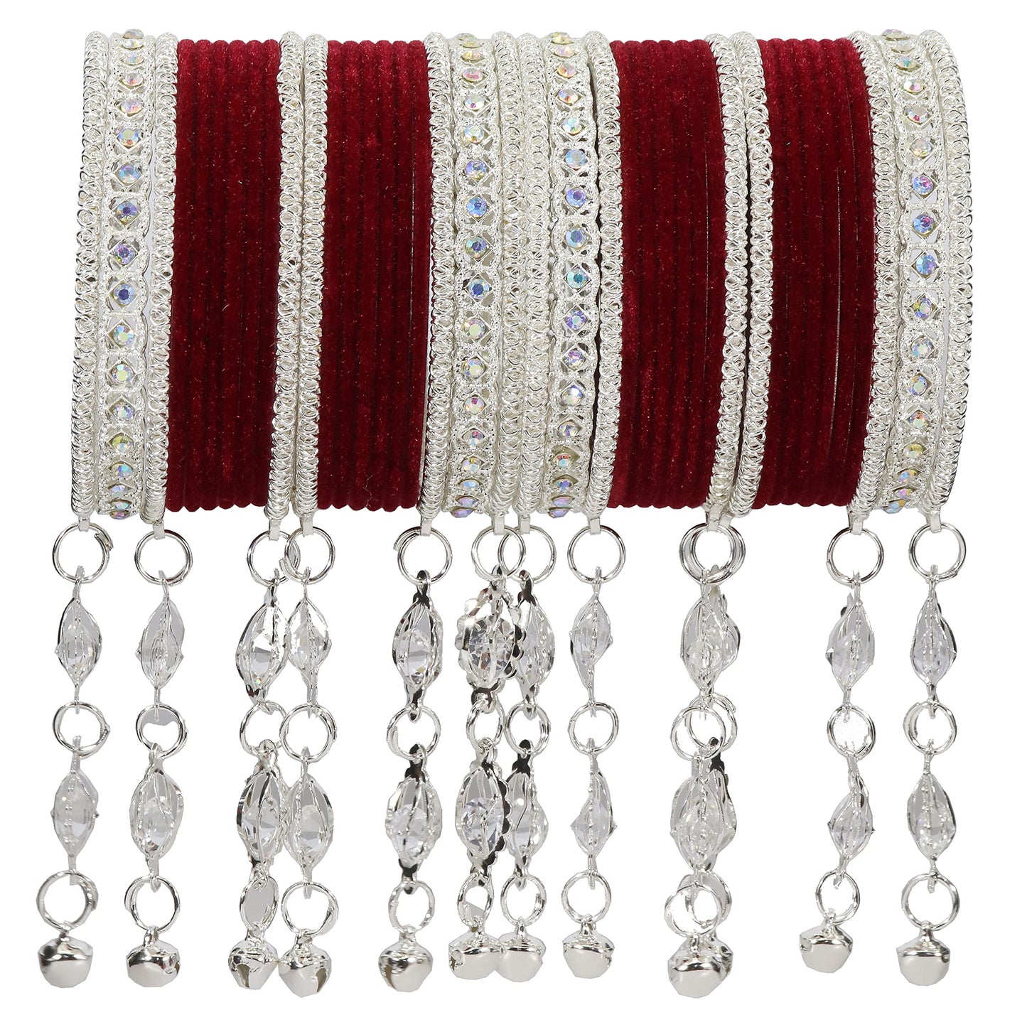 Elegant Velvet & Latkan Bangles – Festive Party Wear Collection -Pack of -40