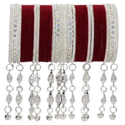 Elegant Velvet & Latkan Bangles – Festive Party Wear Collection -Pack of -40