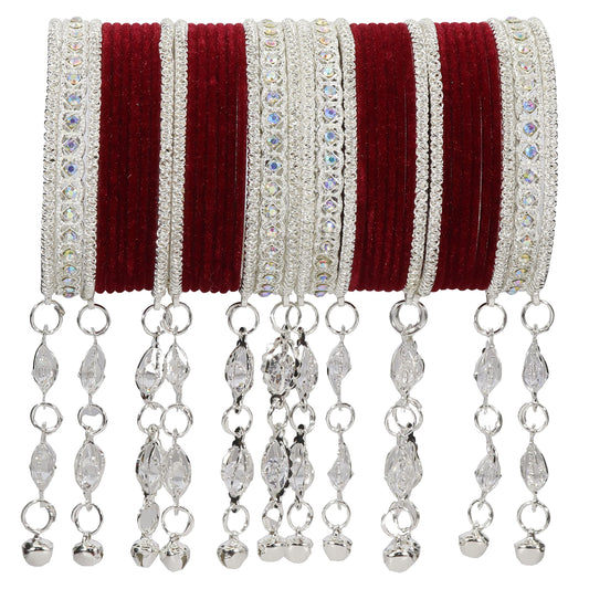 Elegant Velvet & Latkan Bangles – Festive Party Wear Collection -Pack of -40
