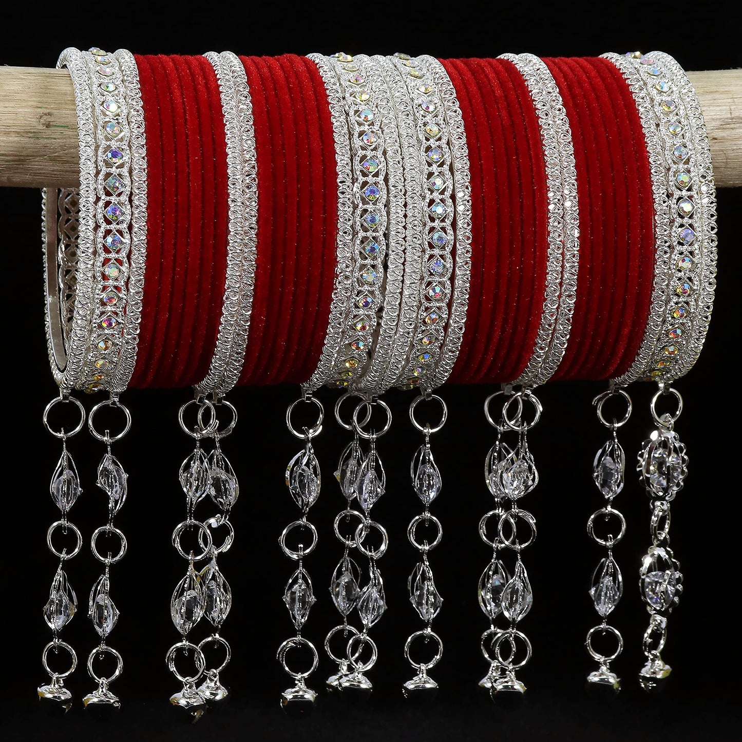 Elegant Velvet & Latkan Bangles – Festive Party Wear Collection -Pack of -40