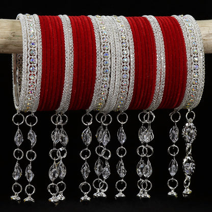 Elegant Velvet & Latkan Bangles – Festive Party Wear Collection -Pack of -40