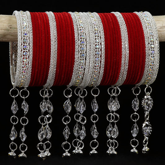 Elegant Velvet & Latkan Bangles – Festive Party Wear Collection -Pack of -40