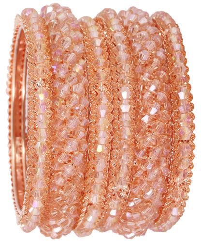 Elegant RoseGold Metal Kada Bangle Set – Set of 6 Stylish Bangles
