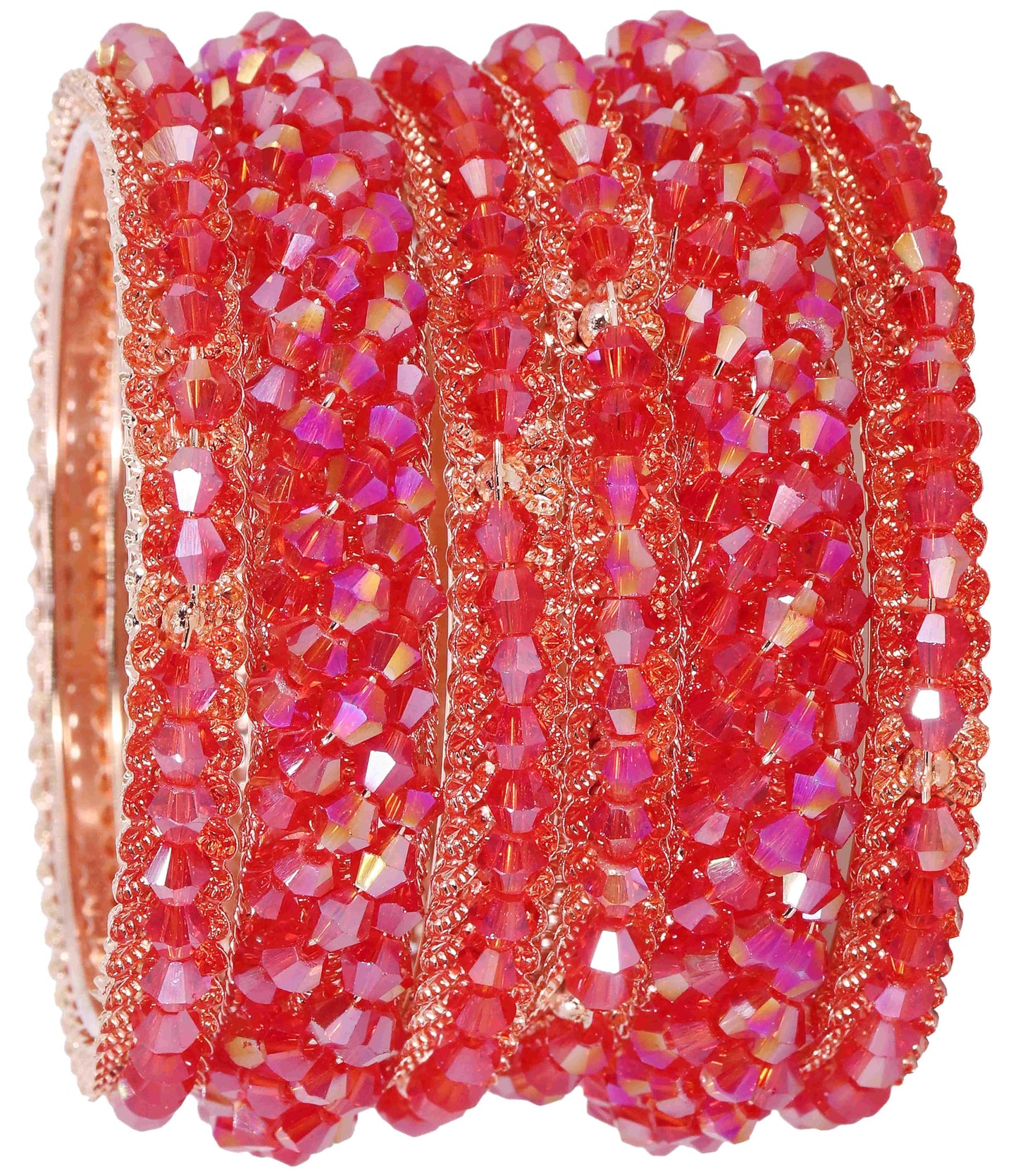 Elegant Red Metal Kada Bangle Set – Set of 6 Stylish Bangles