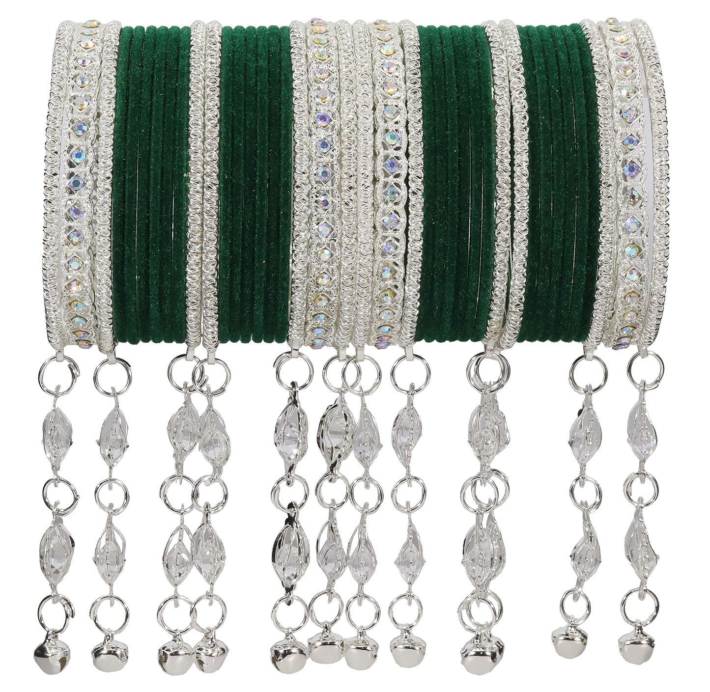 Elegant Velvet & Latkan Bangles – Festive Party Wear Collection -Pack of -40