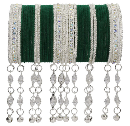 Elegant Velvet & Latkan Bangles – Festive Party Wear Collection -Pack of -40