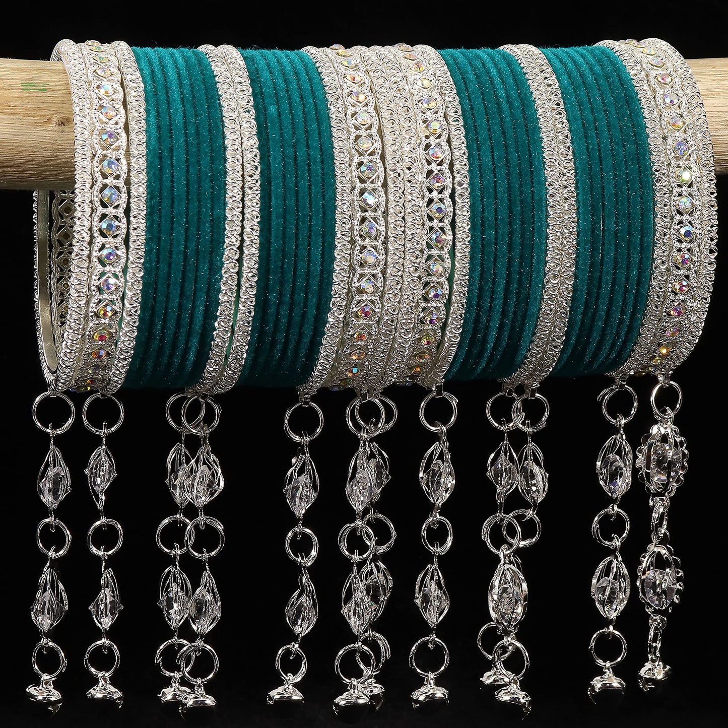 Elegant Velvet & Latkan Bangles – Festive Party Wear Collection -Pack of -40