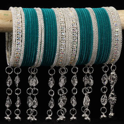 Elegant Velvet & Latkan Bangles – Festive Party Wear Collection -Pack of -40