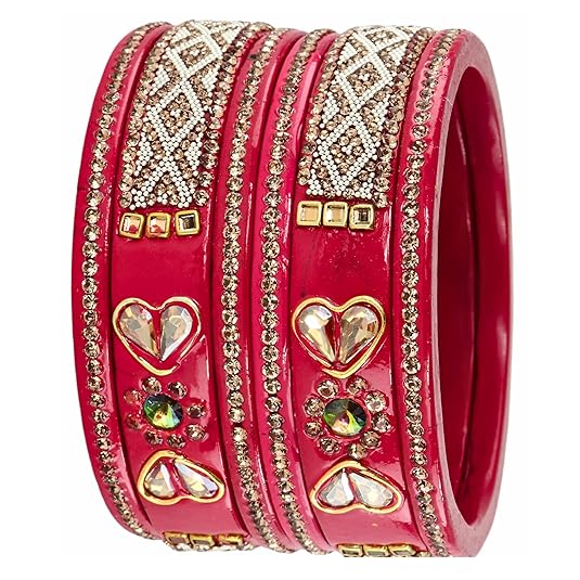 Luxury Bridal Gajri  Kundan Bangle Set with Zircon Diamonds (Set of 6)
