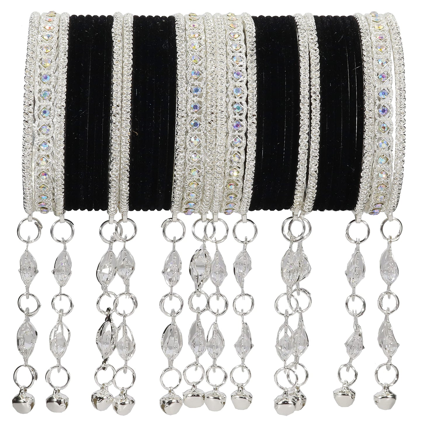Elegant Velvet & Latkan Bangles – Festive Party Wear Collection -Pack of -40