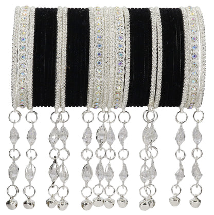Elegant Velvet & Latkan Bangles – Festive Party Wear Collection -Pack of -40